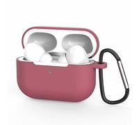 YSJJZRL Compatible avec AirPods Pro Case - Coque de Protection Antichoc en Silicone [LED Avant Visible] avec Mousqueton Compatible pour AirPods Pro-Hawthorn Red