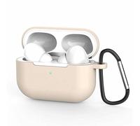 YSJJZRL Compatible avec AirPods Pro Case - Coque de Protection Antichoc en Silicone [LED Avant Visible] avec Mousqueton Compatible pour AirPods Pro-Sand Dune