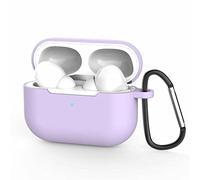 YSJJZRL Compatible avec AirPods Pro Case - Coque de Protection Antichoc en Silicone [LED Avant Visible] avec Mousqueton Compatible pour AirPods Pro-Lavender