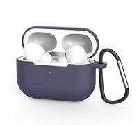 YSJJZRL Compatible avec AirPods Pro Case - Coque de Protection Antichoc en Silicone [LED Avant Visible] avec Mousqueton Compatible pour AirPods Pro-Midnight Blue