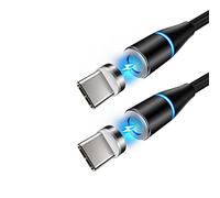 YSJJZRL Lot de 2 (1M + 2M) câble de Charge magnétique USB Type C LED 3A câble de Charge Rapide 360 ° Type C pour Samsung S23 S22 S21 etc. (1M+2M,Noir)