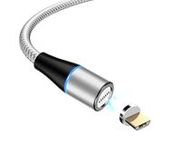 YSJJZRL Micro-câble USB de Charge magnétique LED 3A Micro-câble USB tressé à 360° de Charge Rapide pour Samsung S7 S6 Edge S4 S3 etc. (2M,Argent)