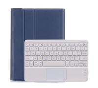 YSJX Étui Clavier Amovible avec pavé Tactile et Emplacement for Stylet, Coque à Rabat en Cuir PU Compatible avec iPad Air 4 10.9 2020 4e génération (A2324 A2072)(Dark Blue+White Keyboard)