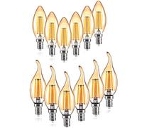 YSJX lighting, Lot de 10 bougies LED à Filament Edison AC220V C35/C35L 4W 6W E14 E12 E27, lampe en forme de flamme dorée Ampoules domestiques(C35L Warm White 2700K,E14 6W)