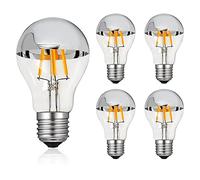 YSJX lighting, Pack de 5/10/15, ampoule Led Edison AC220V A19 E27 4W/8W, ampoule à Filaments à bol argenté, lampes à couronne demi-chrome Ampoules domestiques(5PCS 4w)