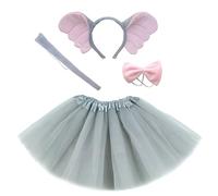 YskerrigToy Costume de Éléphant pour Fille, Costume Éléphant Ensembles, Carnaval Animal Déguisement avec Serre Tête, Tutu, Queue pour Fête d'anniversaire, Carnaval, Cosplay-Gris