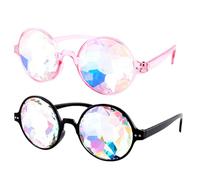 YskerrigToy Lunettes Kaléidoscope, 2 Pièces Lunettes De Soleil Kaléidoscope Arc-en-ciel, Verres Mosaïque à Facettes, Lunettes Prisme, Lunettes de Rave Soleil Fun pour Carnaval Festival de Musique