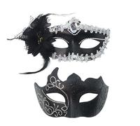 YskerrigToy Masques de Bal Masqué, 2PCS Masque Vénitien Halloween Masques de Mascarade Hommes Femmes Masque de Bal Sexy Déguisements pour Halloween Carnaval Soiree Masquee(Argent)