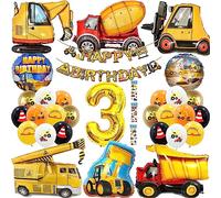 Yskmefun Décoration Anniversaire Chantier 3 Ans, Excavatrice Ballon Garçon, Pelleteuse Décorative pour Enfant