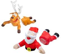 YSKMHQ Crashing Santa Reindeer Animated Christmas, décoration de fenêtre amusante avec autocollants en verre et animation sur les jambes, décoration de Noël pour portes de maison, cadeau de Noël