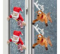 YSKMHQ Crashing Santa Reindeer Animated Christmas, décoration de fenêtre amusante avec autocollants en verre et animation sur les jambes, décoration de Noël pour portes de maison, cadeau de Noël