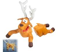 YSKMHQ Crashing Santa Reindeer Animated Christmas, décoration de fenêtre amusante avec autocollants en verre et animation sur les jambes, décoration de Noël pour portes de maison, cadeau de Noël