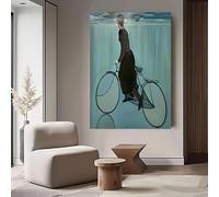 YSKPGBNM Tableau abstrait sur toile, représentant des femmes à vélo, pour salon ou chambre (55 x 75 cm, sans cadre)