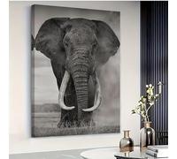 YSKPGBNM Tableau mural sur toile représentant un éléphant, style moderne du milieu du siècle, pour salon, bureau, bar (20 x 30 cm/avec cadre)