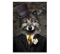 ysldtty Toile Peinture Chien en Costume Imprimé Animal Suspendu Mignon Drôle Rétro Pet Chambre Salon E114 sans Cadre 40cmx60cm