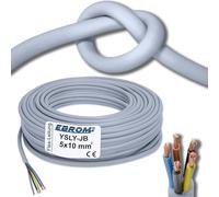 YSLY-JB Câble de pose flexible 5 x 10 mm² pour station de charge murale, boîte de chargement de voiture électronique Connexion à la station de charge, 5 x 10 mm2 au mètre précis, gris