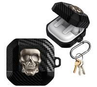 Ysnzaq 3D Meatl Skull Coque pour Samsung Galaxy Buds 3 Pro KLT Or | Rotatable Skull Lock Design, Anti-Choc Etui, Protection avec Porte-Clés, LED Avant Visible Etui, Mousqueton Pratique