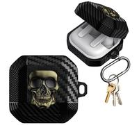 Ysnzaq 3D Meatl Skull Coque pour Samsung Galaxy Buds 4 Pro KLT Vert | Rotatable Skull Lock Design, Anti-Choc Etui, Protection avec Porte-Clés, LED Avant Visible Etui, Mousqueton Pratique