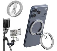 Ysnzaq Anneau Support Magnétique pour Téléphone Portable MagSafe 25D Argent | Portable Poignée Téléphonique à Rotation 360° avec filetage 1/4, Aimant Double Face pour iPhone Duo 18 Pro Max, Insta 360 x6
