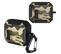 Ysnzaq Camouflage Coque pour Samsung Galaxy Buds 3/Buds 3 Pro, [LED Avant Visible] Militaire à Coque Dure avec Serrure Charge sans Fil, Accessoires pour Samsung Galaxy Buds 3.Army Green