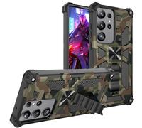 Ysnzaq Camouflage Design Coque pour Samsung Galaxy S25 Ultra (Not S25), [Militaire Grade] Rigide PC Renforcée Antichoc Anti-Chut Bumper Coque avec Béquille pour Samsung Galaxy S25 Ultra. YH Army Green