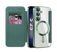 Ysnzaq Clear Coque pour Samsung Galaxy S25+ / S25 Plus Etui Housse, Housse en Cuir PU Étui à Rabat avec Fentes pour Cartes Portefeuille Case pour Samsung Galaxy S25 Plus.XF Green