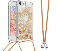 Ysnzaq Coque Cordon de Collier pour iPhone 17e /16e (Not 16), Bling Paillettes Glitter Quicksands Étui TPU avec Réglable Lanyard Lanière Antichoc Coque pour iPhone 17e /16e. YGL Golden