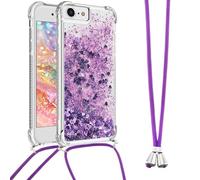 Ysnzaq Coque Cordon de Collier pour iPhone 17e /16e (Not 16), Bling Paillettes Glitter Quicksands Étui TPU avec Réglable Lanyard Lanière Antichoc Coque pour iPhone 17e /16e. YGL Purple