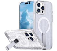 Ysnzaq Coque Magnétique pour Apple iPhone 16 Pro Max avec Support Caché, Double Dissipation de La Chaleu, Étui en Maille Nid d'abeille Respirant Housse pour iPhone 16 Pro Max-FX White