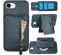 Ysnzaq Coque Portefeuille pour iPhone 16E 2025, 2-in-1 Détachable Magnétique en Cuir PU Antichoc avec Porte-Carte Fonction de Support Etui Housse pour Apple iPhone 16E-ZYL Blue