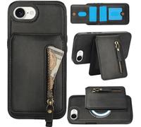 Ysnzaq Coque Portefeuille pour iPhone 16E 2025, 2-in-1 Détachable Magnétique en Cuir PU Antichoc avec Porte-Carte Fonction de Support Etui Housse pour Apple iPhone 16E-ZYL Black