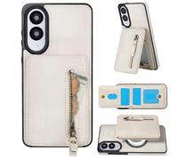 Ysnzaq Coque Portefeuille pour Samsung Galaxy S25 Edge, 2-in-1 Détachable Magnétique en Cuir PU Antichoc avec Porte-Carte Fonction de Support Etui Housse pour Samsung S25 Edge-ZYL White