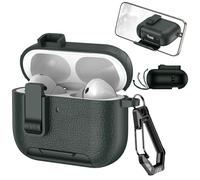 Ysnzaq Coque pour AirPods Pro 3 avec Support de Téléphone et Clip de Verrouillage de sécurité, Case Boîtier Simili Cuir avec Mousqueton Housse pour AirPods Pro 3 Génération-PWZ Army Green