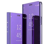 Ysnzaq Coque pour Motorola Moto G9 Play, Bookstyle Miroir Makeup Clear Smart View Étui à Rabat Housse Antichoc Protecteur Cover pour Motorola Moto G9 Play. Mirror Purple