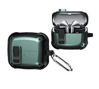 Ysnzaq Coque pour Samsung Galaxy Buds 3 avec Porte-Clés, [LED Avant Visible] Protection Puissante Anti Chutes Antichoc Protection Coque pour Galaxy Buds 3 / Buds 3 Pro.HF Green