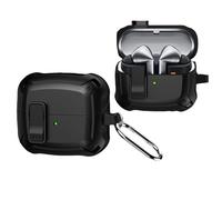 Ysnzaq Coque pour Samsung Galaxy Buds 3 avec Porte-Clés, [LED Avant Visible] Protection Puissante Anti Chutes Antichoc Protection Coque pour Galaxy Buds 3 / Buds 3 Pro.HF Black