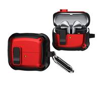 Ysnzaq Coque pour Samsung Galaxy Buds 3 avec Porte-Clés, [LED Avant Visible] Protection Puissante Anti Chutes Antichoc Protection Coque pour Galaxy Buds 3 / Buds 3 Pro.HF Red