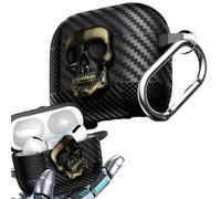 Ysnzaq Coque pour Samsung Galaxy Buds 3 / Buds 3 Pro,3D Meatl Rotatable Skull Lock Design Etui de Protection avec Porte-Clés [LED Avant Visible] Etui Case pour Samsung Buds 3 Pro.Green Skull