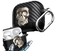 Ysnzaq Coque pour Samsung Galaxy Buds 3 / Buds 3 Pro,3D Meatl Rotatable Skull Lock Design Etui de Protection avec Porte-Clés [LED Avant Visible] Etui Case pour Samsung Buds 3 Pro.Sliver Skull