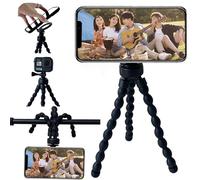 Ysnzaq Mini Trépied Flexible pour Téléphone Portable, Magnétique Trepied Smartphone, 360° Rotation Support Caméra avec Vis 1/4" pour iPhone, Galaxy, Android, Go Pro-BZY Black