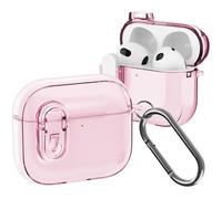 Ysnzaq Transparente Coque Compatible avec AirPods 4 2024, Housse en TPU Premium avec Mousqueton Protection Complète Charge sans Fil Coque pour AirPods 4th Generation.BJ Pink