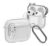 Ysnzaq Transparente Coque Compatible avec AirPods 4 2024, Housse en TPU Premium avec Mousqueton Protection Complète Charge sans Fil Coque pour AirPods 4th Generation.BJ Clear