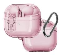 Ysnzaq Transparente Coque Compatible avec Samsung Galaxy Buds 3 / Galaxy Buds 3 Pro, Housse en TPU Premium avec Mousqueton Protection Complète Charge sans Fil Coque pour Samsung Galaxy Buds 3.BJ Pink