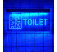 YSOLDA Enseignes au néon de toilette LED, gravure 3D, 30x15cm, Bleu, Plastique, Moderne, Salle de bain, Montage mural