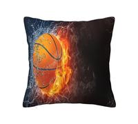 YsoLda Housse de Coussin décorative, taie d'oreiller Douce, 40x40 cm, pour canapé de Chambre à Coucher, Ballon de Basket sur Le feu et l'eau