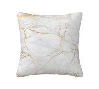 YsoLda Housse de Coussin décorative, taie d'oreiller Douce, 40x40 cm, pour canapé de Chambre à Coucher, marbre Blanc et doré