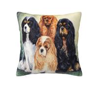 YsoLda Housse de Coussin, taie d'oreiller décorative, Housses de Coussin Douces 40x40 cm pour canapé de Chambre à Coucher, Noir doré Cavalier King Charles Spaniel