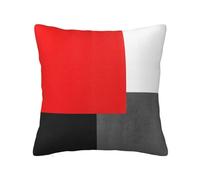 YsoLda Housse de Coussin, taie d'oreiller décorative, Housses de Coussin Douces 40x40 cm pour canapé de Chambre à Coucher, Bloc géométrique Rouge Gris Noir et Blanc