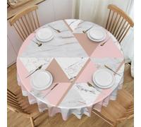 YsoLda Nappe Ronde, Nappe Lavable, Couverture de Table de 60 Pouces pour Pique-Nique Camping fête,Diamant en marbre Gris et Rose en Or Rose
