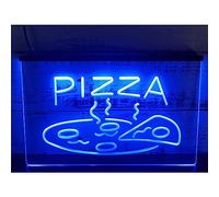 YSOLDA Pizza LED enseigne au néon, néons gravés 3D alimentés par USB personnalisés avec gradateur, pour café Restauration Rapide Restaurant tenture dimmable décoratif,Bleu,40x30cm